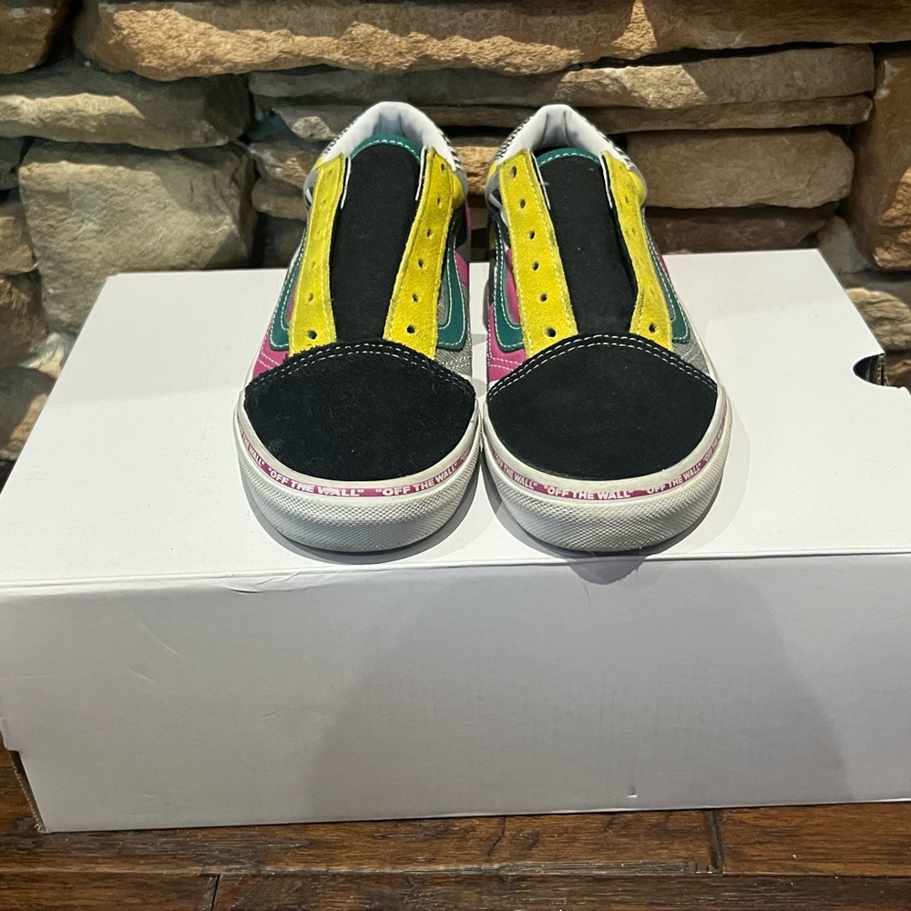 Vans Kids Sneakers in Black, Yellow, and Pink
